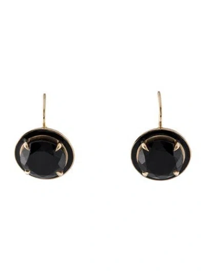 Pre-owned Alison Lou 14k Round Cocktail Drop Earrings In Black