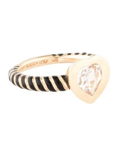 Pre-owned Alison Lou 14k Topaz Streamer Heart Ring In Multi