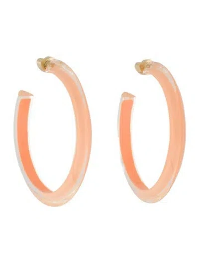 Pre-owned Alison Lou Lucite & Enamel Jelly Hoop Earrings In Orange