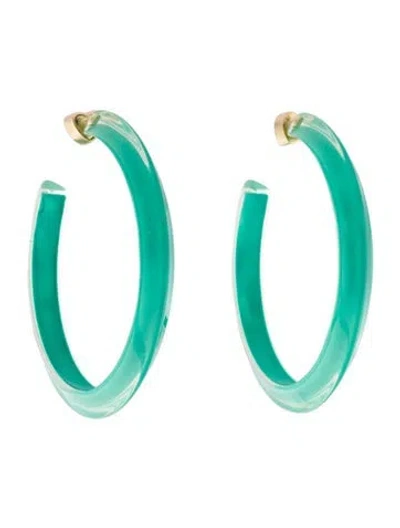 Pre-owned Alison Lou Lucite Jelly Hoop Earrings In Green