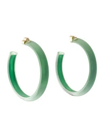 Pre-owned Alison Lou Lucite Jelly Hoop Earrings In Green