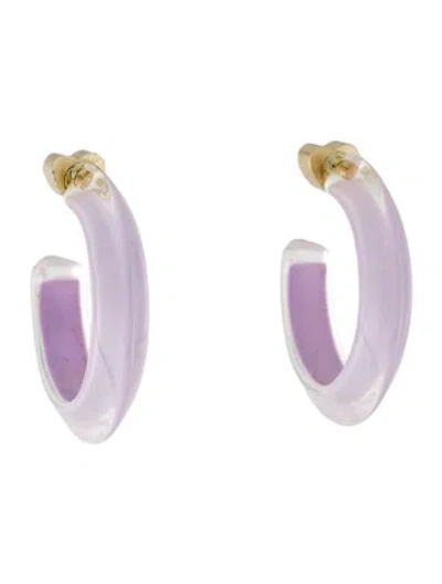 Pre-owned Alison Lou Lucite Jelly Hoop Earrings In Purple