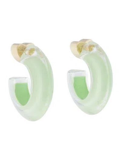 Pre-owned Alison Lou Lucite Jelly Huggie Earrings In Clear/green