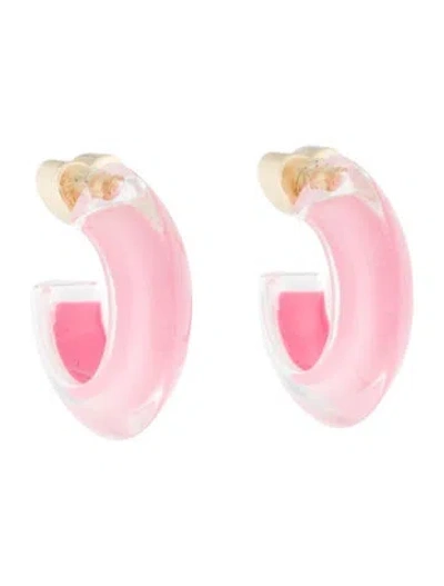 Pre-owned Alison Lou Lucite Jelly Huggie Earrings In Clear/pink