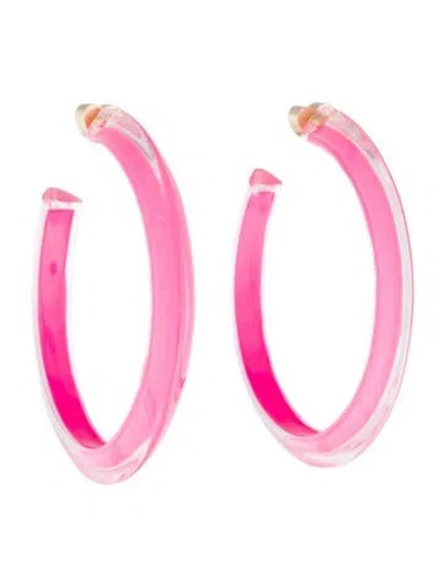 Pre-owned Alison Lou Lucite Jelly Medium Hoop Earrings In Multi