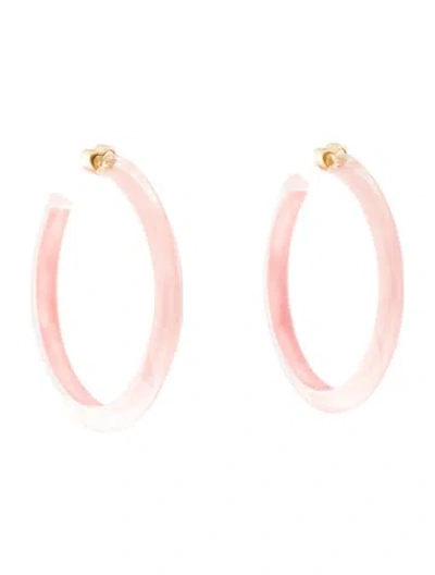 Pre-owned Alison Lou Lucite Jelly Medium Hoop Earrings In Pink