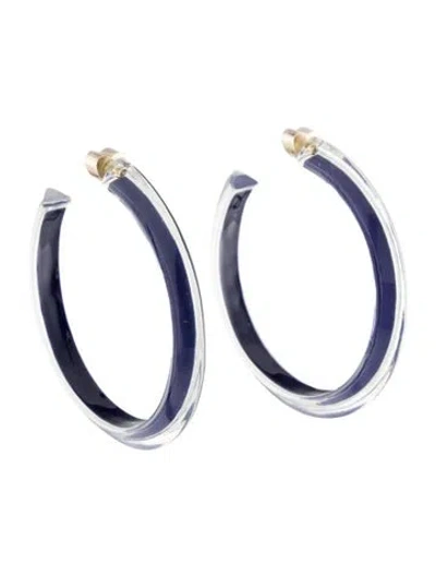 Pre-owned Alison Lou Lucite Large Jelly Hoop Earrings In Blue