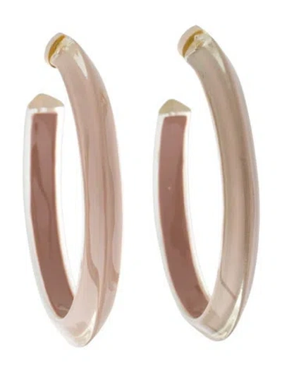 Pre-owned Alison Lou Lucite Large Jelly Hoop Earrings In Brown