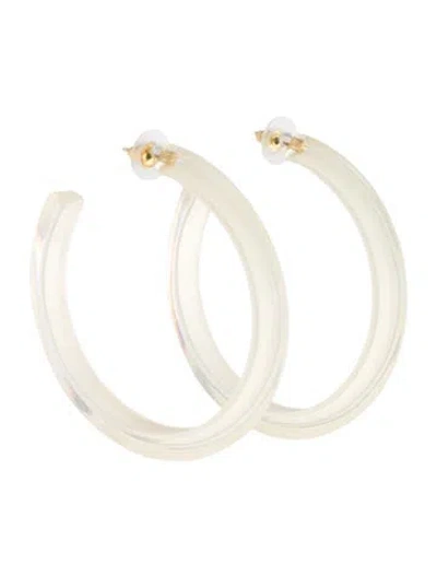 Pre-owned Alison Lou Lucite Large Jelly Hoop Earrings In White