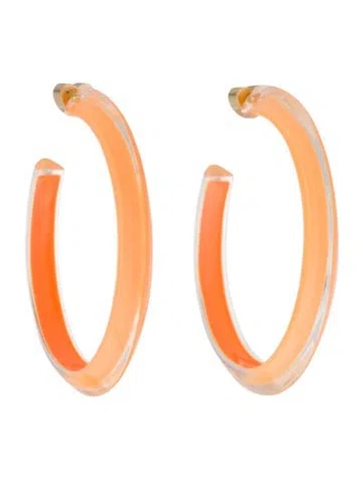 Pre-owned Alison Lou Lucite Large Jelly Hoops In Orange