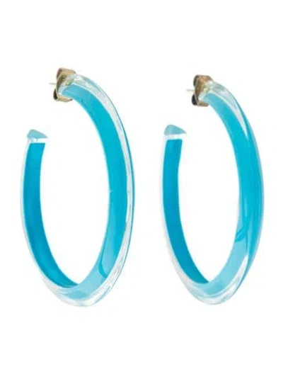 Pre-owned Alison Lou Lucite Medium Jelly Hoop Earrings In Blue/clear