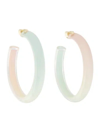 Pre-owned Alison Lou Lucite Medium Jelly Hoop Earrings In Clear/green/pink