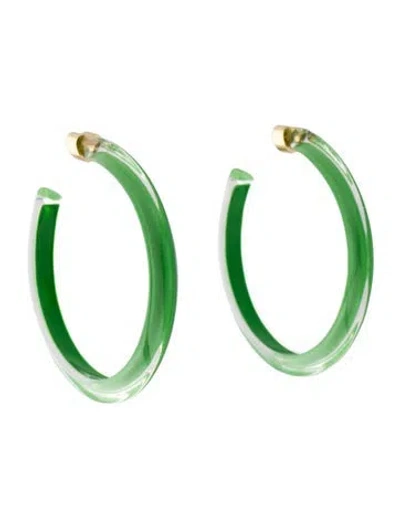 Pre-owned Alison Lou Lucite Medium Jelly Hoop Earrings In Green