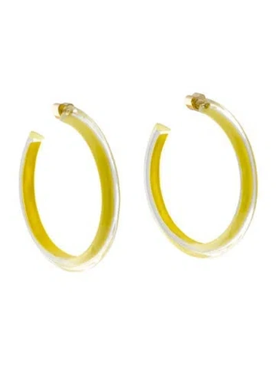 Pre-owned Alison Lou Lucite Medium Jelly Hoop Earrings In Yellow