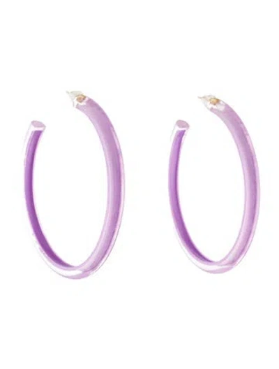Pre-owned Alison Lou Lucite Medium Jelly Hoops In Purple