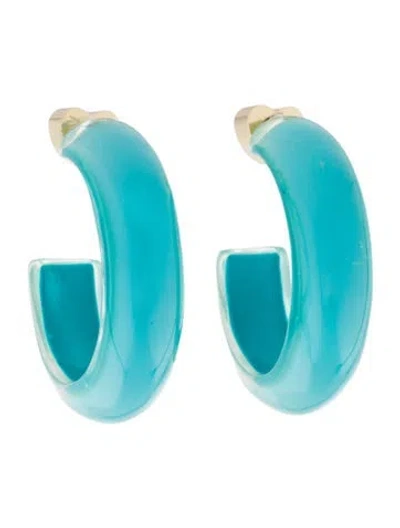 Pre-owned Alison Lou Lucite Small Jelly Hoop Earrings In Blue