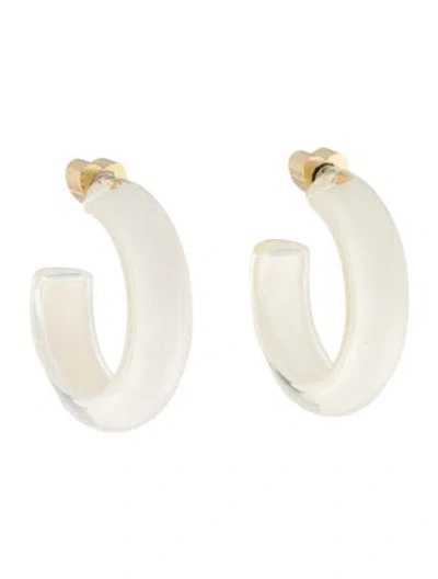 Pre-owned Alison Lou Lucite Small Jelly Hoop Earrings In Clear/white