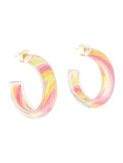 Pre-owned Alison Lou Lucite Small Jelly Hoop Earrings In Multi