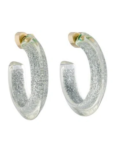 Pre-owned Alison Lou Lucite Small Jelly Hoop Earrings In Silver