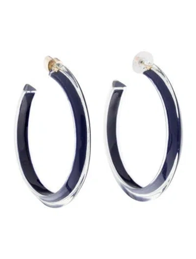 Pre-owned Alison Lou Medium Lucite Jelly Hoop Earrings In Blue
