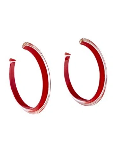 Pre-owned Alison Lou Medium Lucite Jelly Hoop™ Earrings In Red