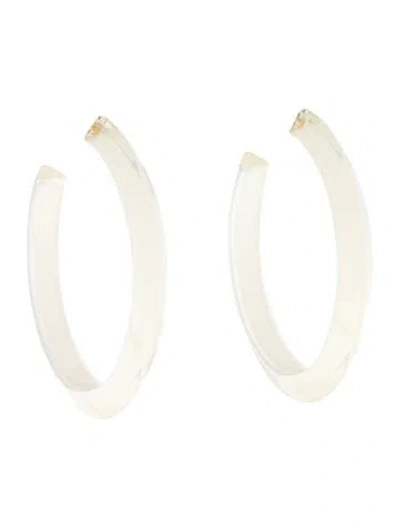 Pre-owned Alison Lou Medium Lucite Jelly Hoop Earrings In White