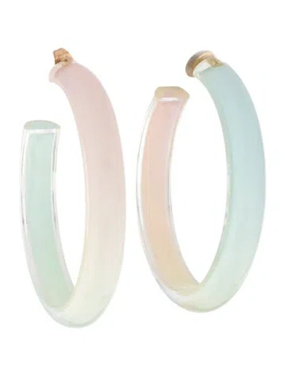 Pre-owned Alison Lou Medium Lucite Ombre Hoop Earrings In Blue/green/pink