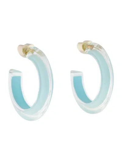 Pre-owned Alison Lou Small Lucite Jelly Hoop Earrings In Blue/clear