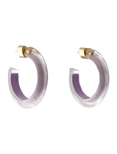 Pre-owned Alison Lou Small Lucite Jelly Hoop Earrings In Purple