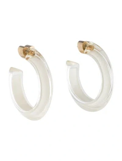Pre-owned Alison Lou Small Lucite Jelly Hoop™ Earrings In White