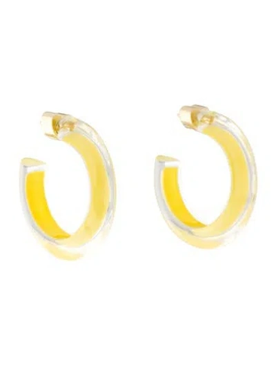 Pre-owned Alison Lou Small Lucite Jelly Hoop™ Earrings In Yellow