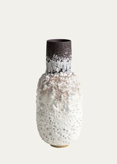Alison Lousada Burnt Sienna Stone & Porcelain Medium Bottle Vase, 15" In Multi