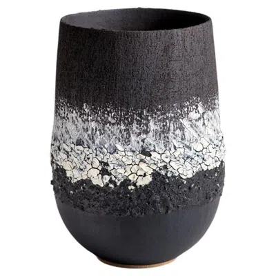 Pre-owned Alison Lousada Hand-crafted Black And White Open Vase By , Uk