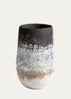 Alison Lousada White Volcanic Rock & Black Porcelain Medium Open Vase, 12" In Multi