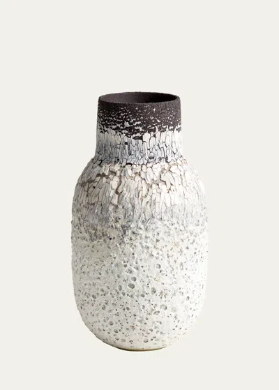 Alison Lousada White Volcanic Rock & Black Stone Oval Vase, 14" In Multi