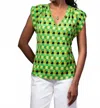 Alison Sheri Kaleidoscope Short Sleeve Blouse In Green In Green