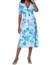 Alison Sheri Short Sleeved Pleat Skirt Dress In Blue In Blue