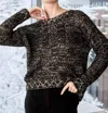 Alison Sheri Woven Sweater In Black & Gold In Multi