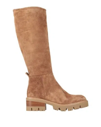 Alissia Woman Boot Camel Size 11 Leather In Beige