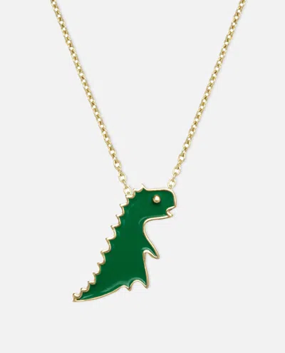 Alíta Green Dino Pendant Nacklace In Gold