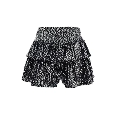 Alive New York City Women's Black Discotheque Ruffle Mini Short Skirt