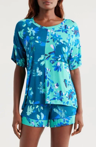 Alivia Alex Short Pajamas In Marble Floral Navy/jade