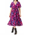 Alivia Audrey Midi Dress In Magenta In Multi