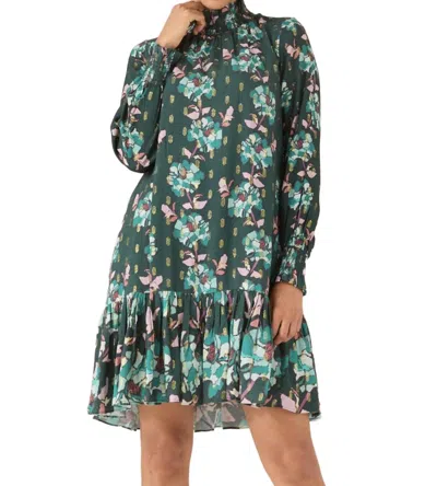 Alivia Avery Dress In Emerald In Gold