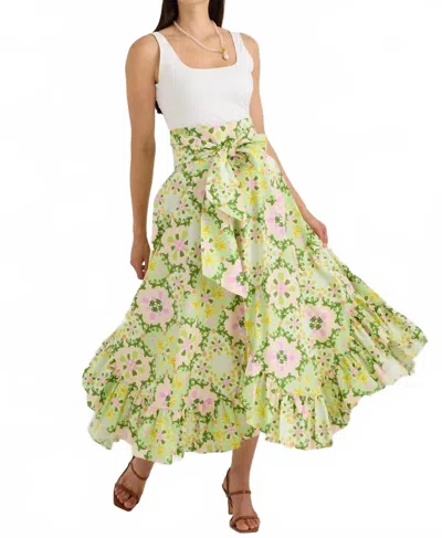 Alivia Dalia Skirt Dress In Green Clover Canvas In White