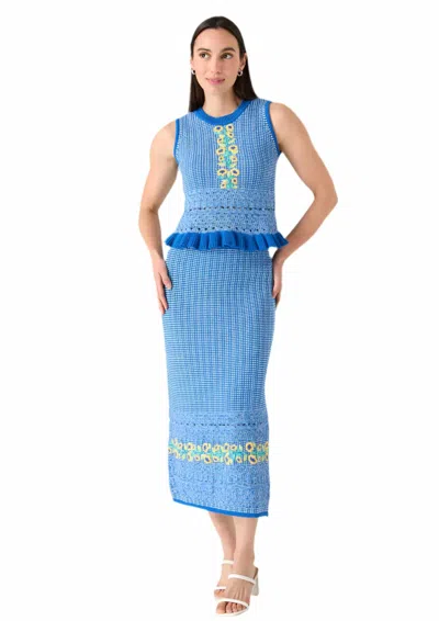 Alivia Emery Midi Skirt In Dusty Blue