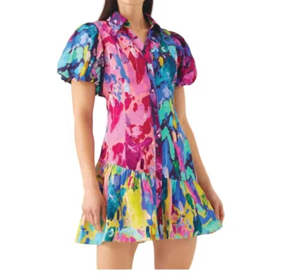 Alivia Gwen Dress In Gold Paint Burst In Multi