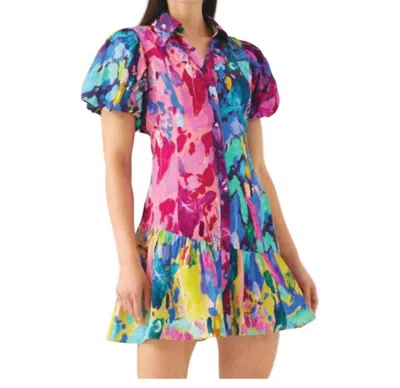 Alivia Gwen Dress In Gold Paint Burst In Multi