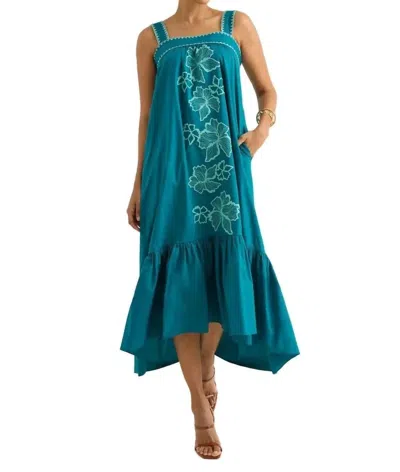 Alivia Jane Drop Hem Midi Dress In Teal In Blue
