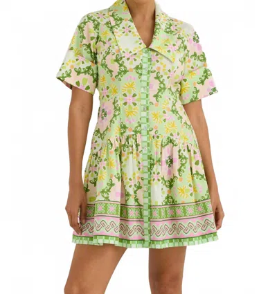 Alivia Julia Mini Dress In Green Clover Canvas In Multi